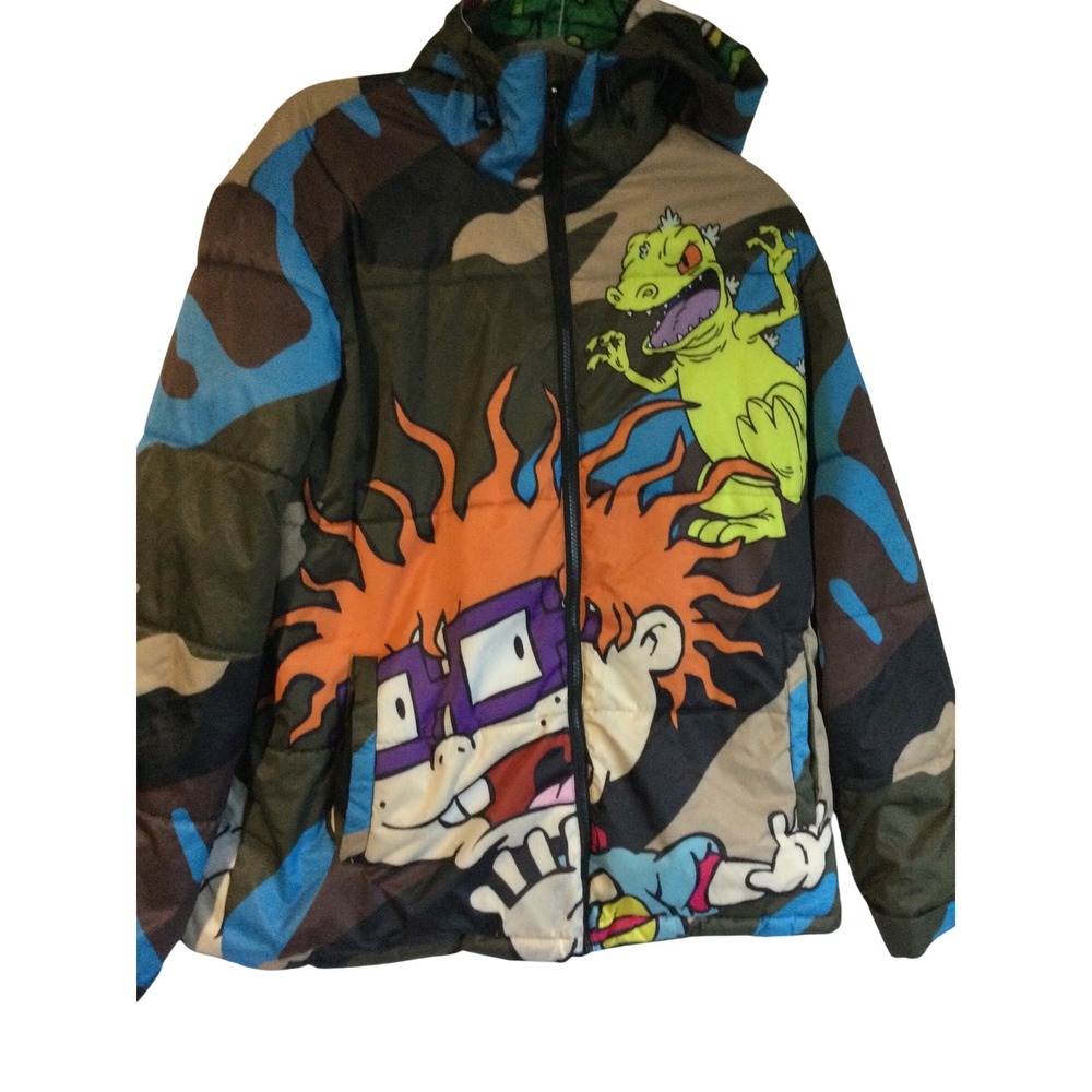 Rugrats Members Only Nickelodeon Camo Puffer Jacket Chuckie Reptar Tommy Small